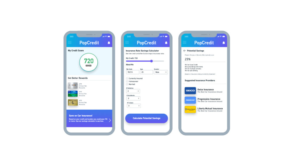 Mock up insurance savings calculator in a personal finance app.