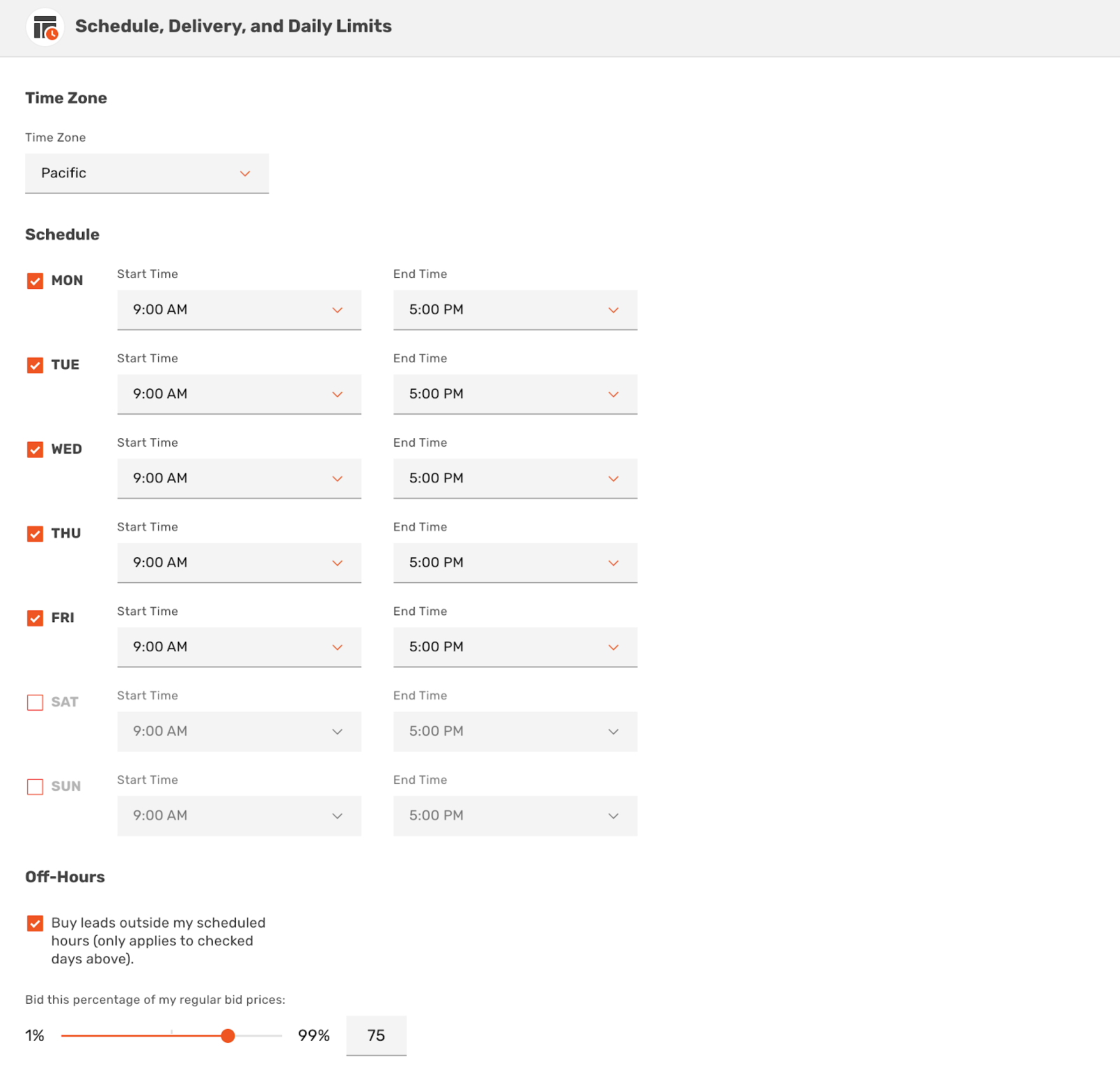 Agents can set their bidding schedules and create custom bids for the hours they're not in the office.