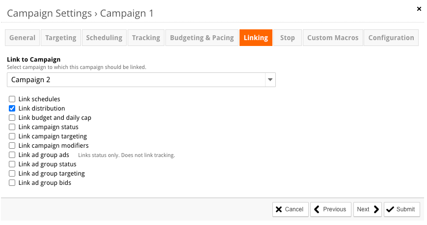 The Campaign Linking option can be found on the Settings page.